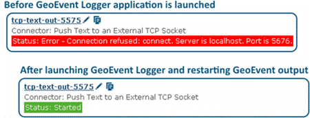 GeoEvent Manager output connector status